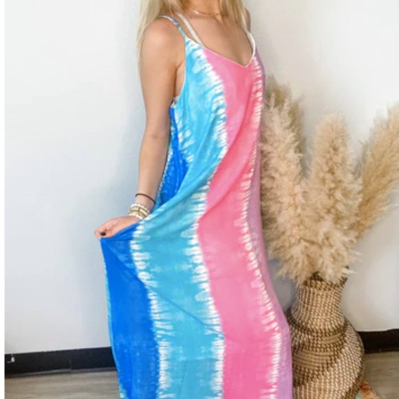 Peach Love California Dresses & Skirts - PEACH LOVE Multi-colored Tie Dye Maxi Dress